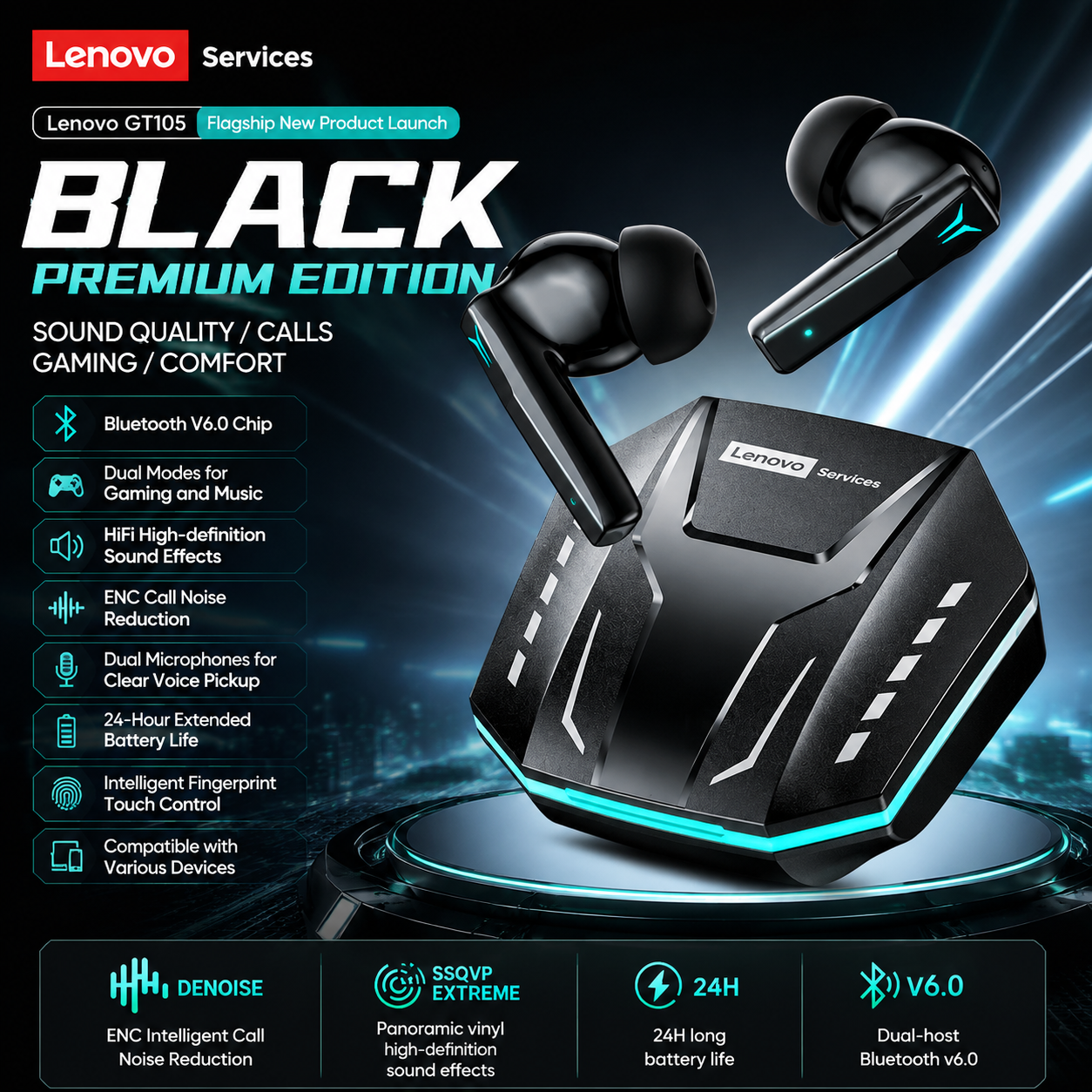 Lenovo GT105 Gaming Headphones - Esports Gaming Bar บทวิจารณ์และราคา