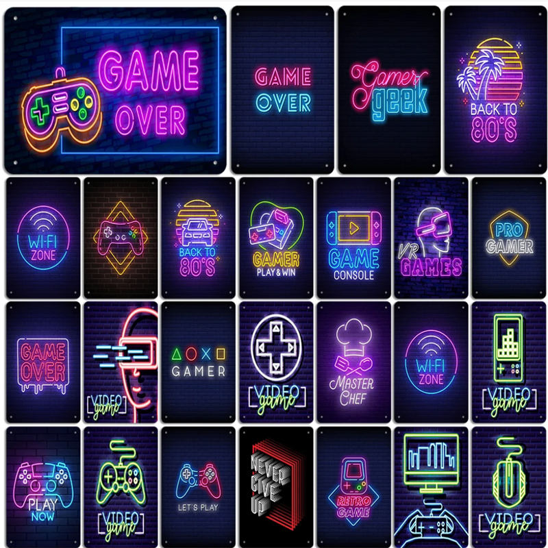 Neon Video Game Metal Tin Sign - Esports Gaming Hotel บทวิจารณ์และราคา