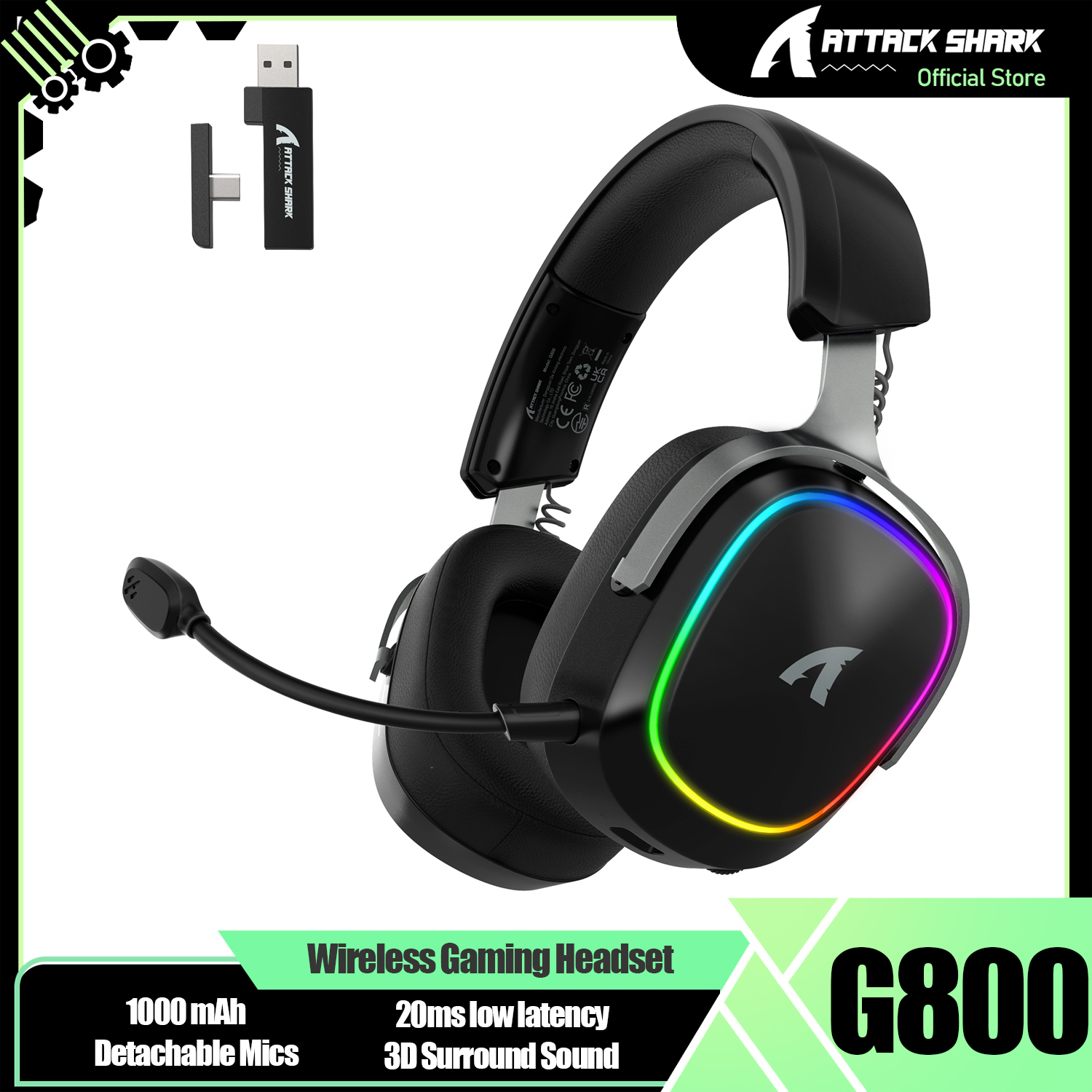 ATTACK SHARK G800 Wireless Gam - Esports Wireless Gaming Headset บทวิจารณ์และราคา