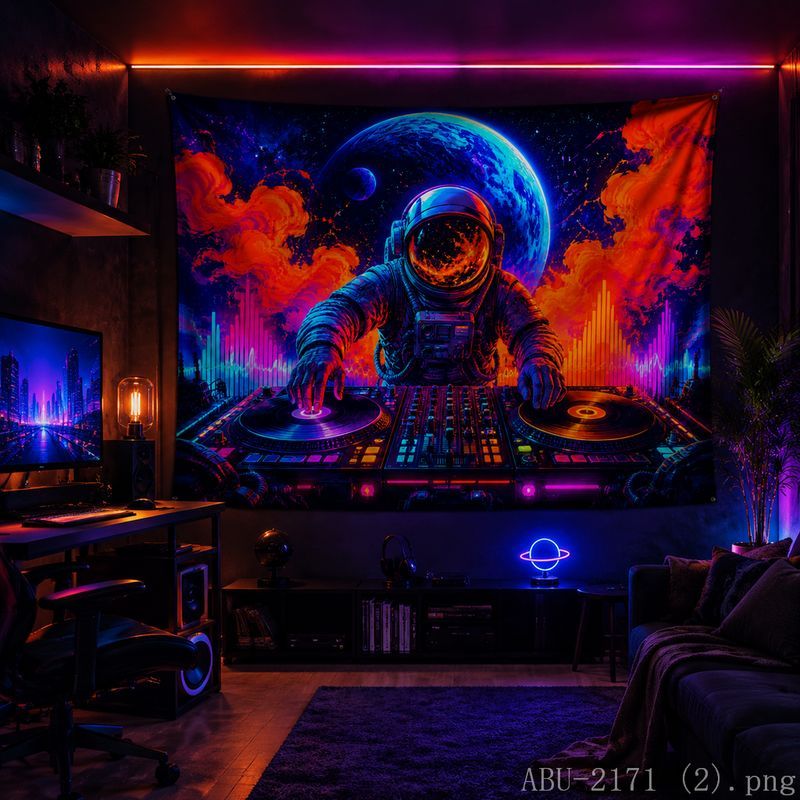 Space Astronaut Disc Tapestry  - Esports Gaming Bar บทวิจารณ์และราคา